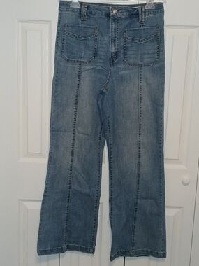 Jessica Simpson Medium Blue High Rise Wide-Leg Jeans
